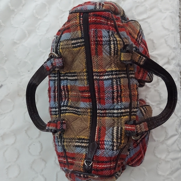 Vintage Vera Bradley Patchwork Plaid Tweed Wool Satchel Handbag - Picture 10 of 16